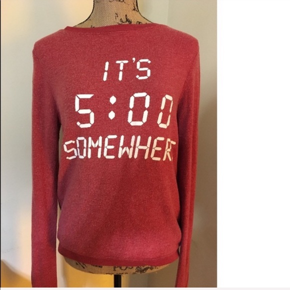 NEW Wildfox “It’s 5:00 Somewhere" Red Sweatshirt - Picture 4 of 4